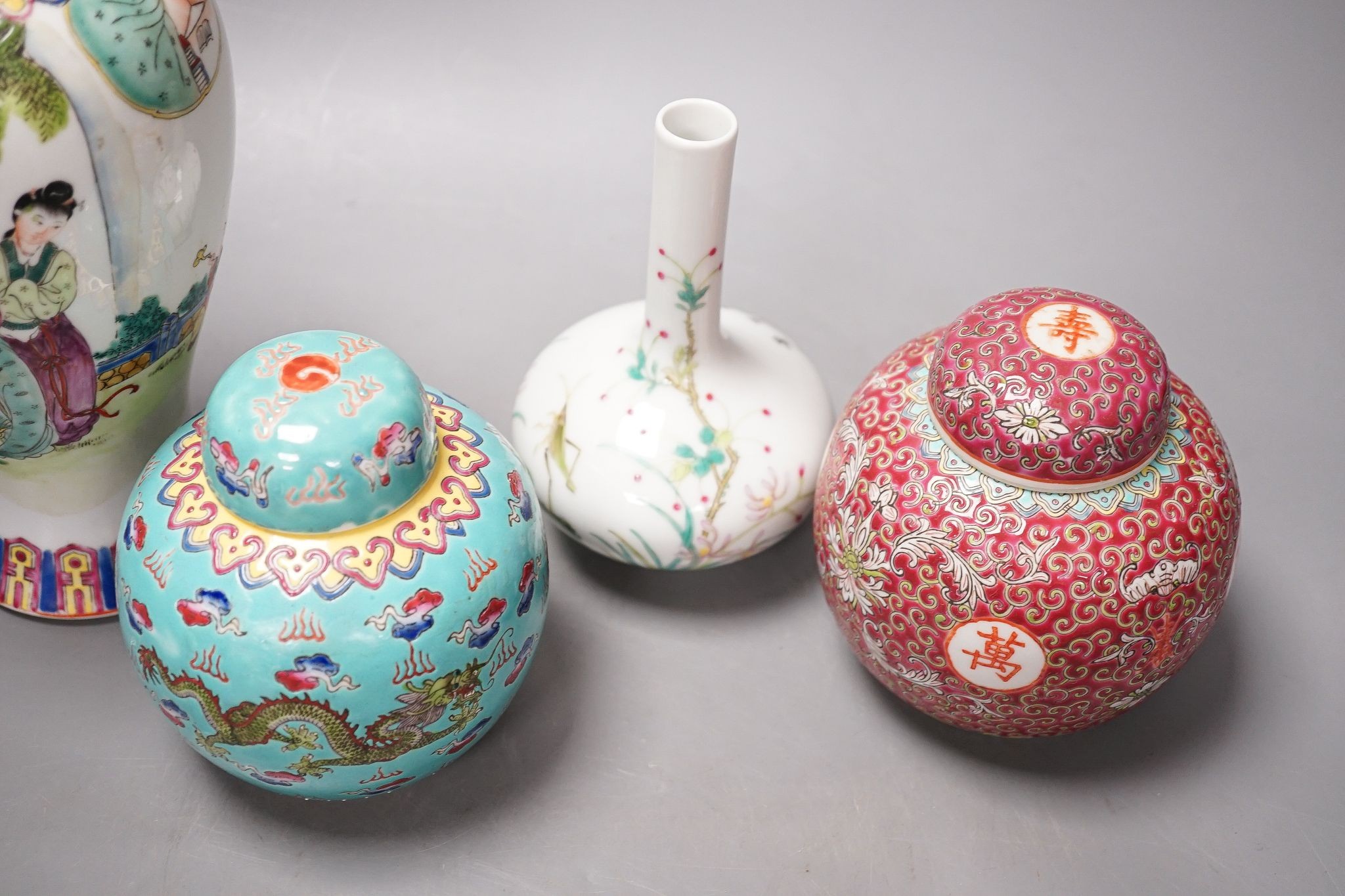 A group of Chinese porcelain, Republic period and later, tallest 23cm